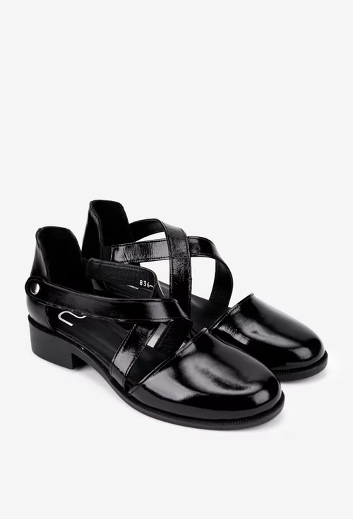 Pantofi dama NUR negri din piele naturala lacuita