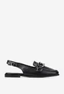 Pantofi dama NUR negri din piele naturala perforata cu ornament