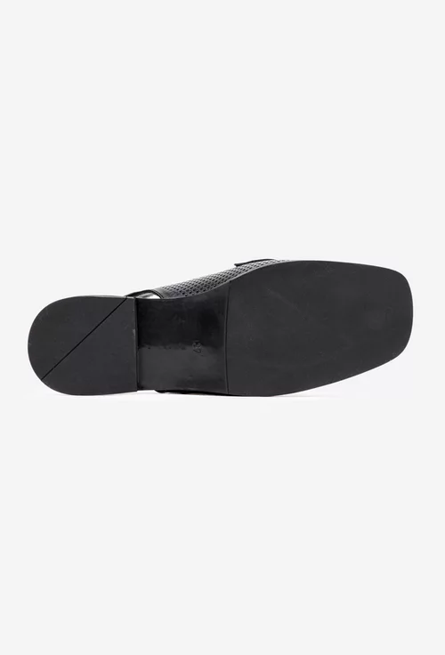 Pantofi dama NUR negri din piele naturala perforata cu ornament
