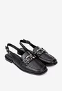 Pantofi dama NUR negri din piele naturala perforata cu ornament