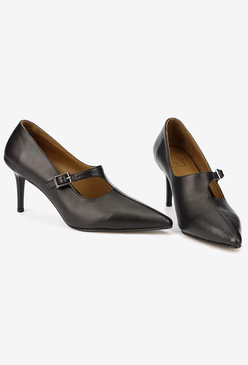 Pantofi dama NUR negri din piele naturala stiletto picture - 6