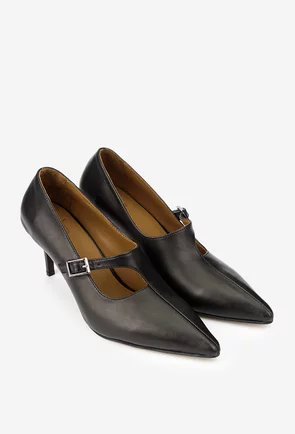 Pantofi dama NUR negri din piele naturala stiletto