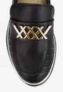 Pantofi dama NUR negri din piele perforata cu ornament