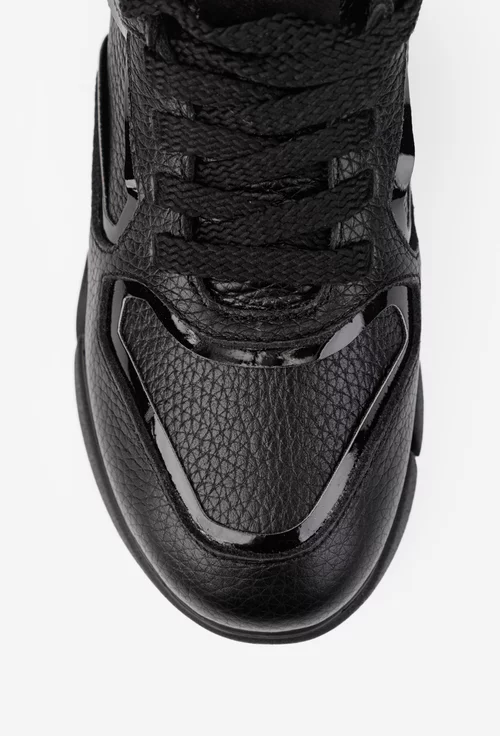 Pantofi dama NUR negri din piele texturata