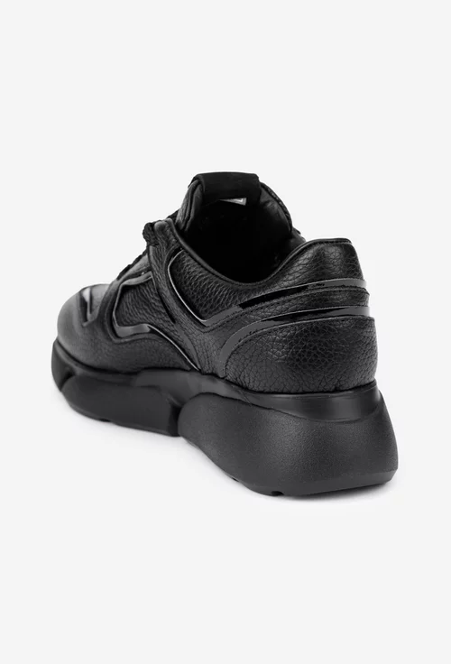 Pantofi dama NUR negri din piele texturata