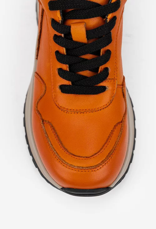 Pantofi dama NUR portocalii din piele naturala