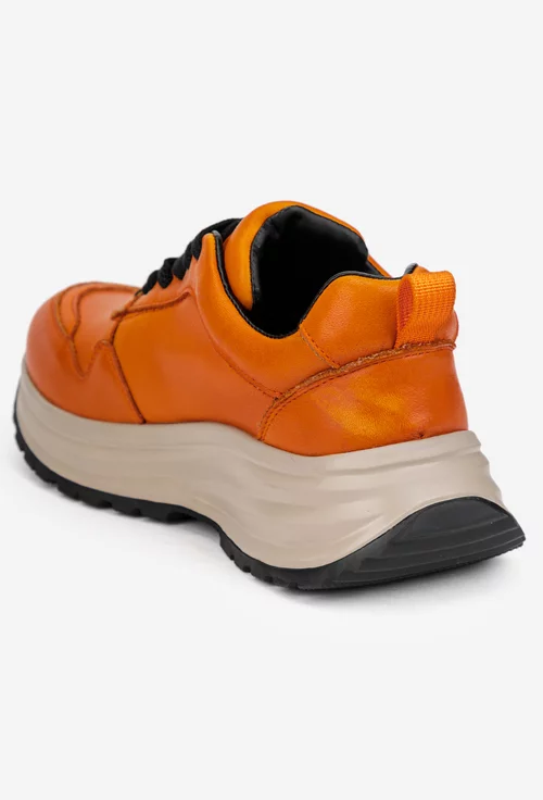 Pantofi dama NUR portocalii din piele naturala