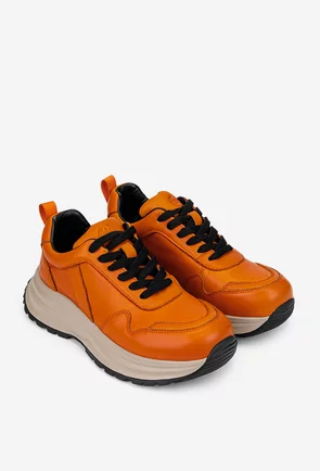 Pantofi dama NUR portocalii din piele naturala