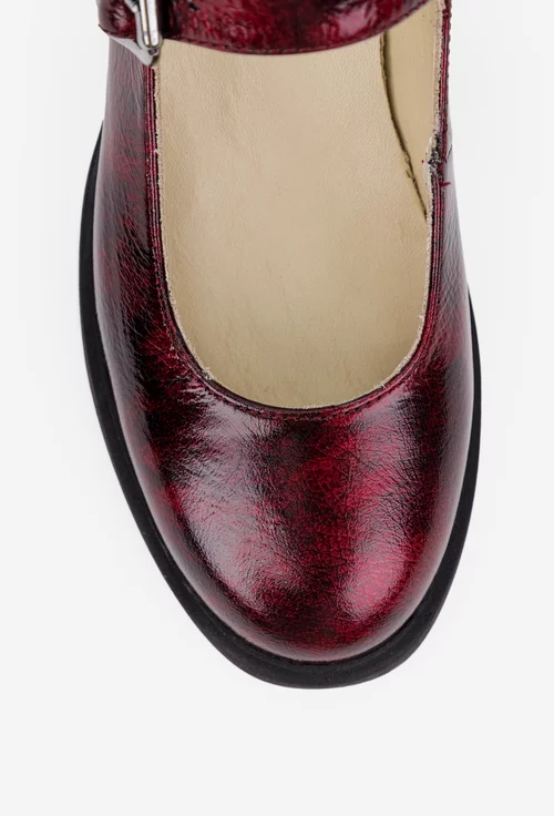 Pantofi dama NUR rosii din piele naturala cu bareta