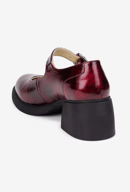 Pantofi dama NUR rosii din piele naturala cu bareta