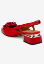 Pantofi dama NUR rosii din piele naturala cu floare