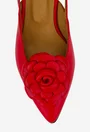 Pantofi dama NUR rosii din piele naturala cu floare