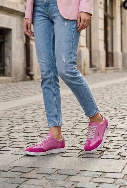 Pantofi dama NUR roz cu fuchsia din piele picture - 4