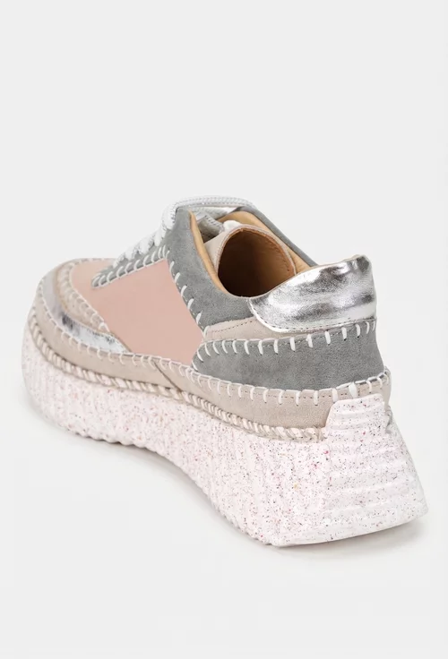 Pantofi dama NUR roz cu gri din piele
