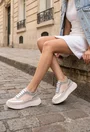 Pantofi dama NUR roz cu gri din piele