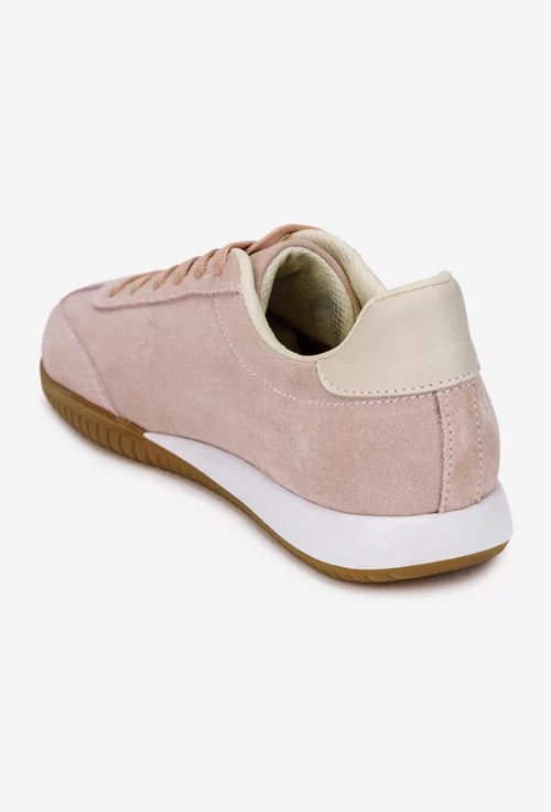Pantofi dama NUR roz pudra din piele intoarsa