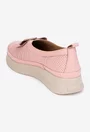 Pantofi dama NUR roz pudra din piele naturala cu ornament