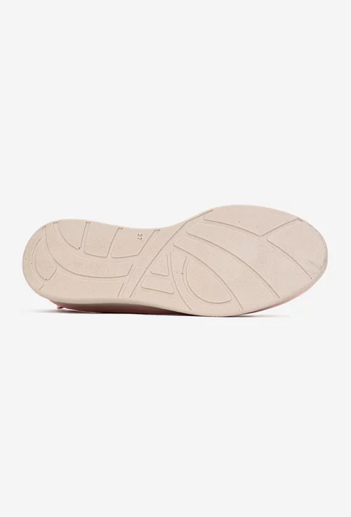 Pantofi dama NUR roz pudra din piele naturala cu ornament