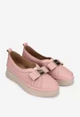 Pantofi dama NUR roz pudra din piele naturala cu ornament