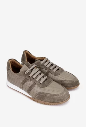 Pantofi dama NUR taupe din piele cu aspect perforat
