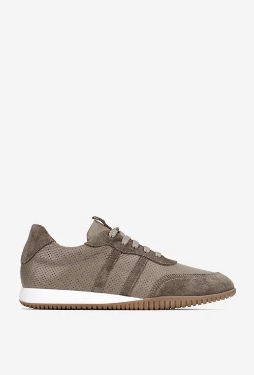 Pantofi dama NUR taupe din piele cu aspect perforat