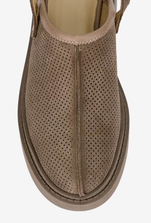 Pantofi dama NUR taupe din piele cu decupaj