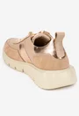 Pantofi dama NUR taupe din piele cu detalii aurii-roze