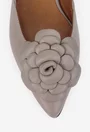 Pantofi dama NUR taupe din piele cu ornament floare