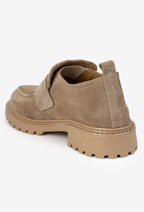 Pantofi dama NUR taupe din piele intoarsa