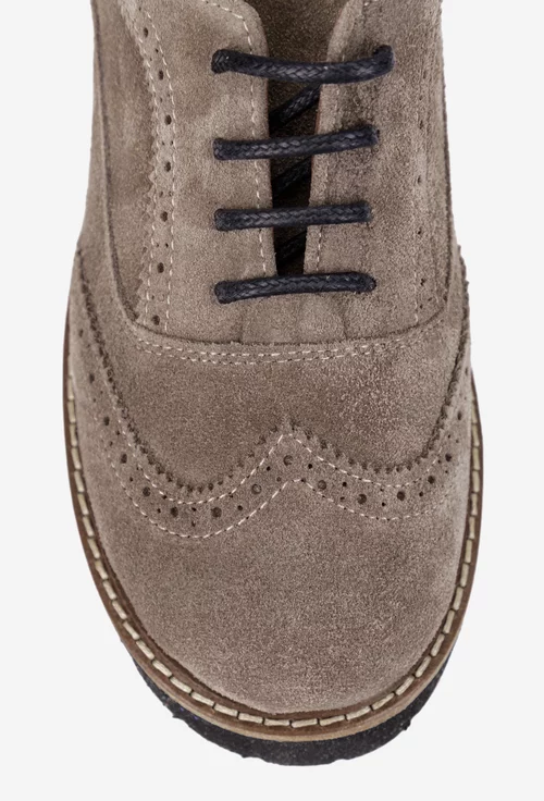 Pantofi dama NUR taupe din piele intoarsa