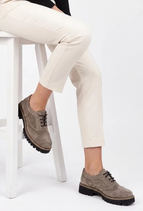 Pantofi dama NUR taupe din piele intoarsa