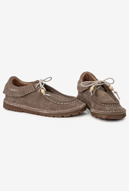 Pantofi dama NUR taupe din piele intoarsa picture - 5