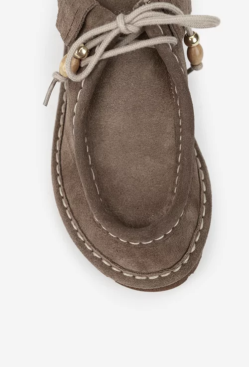 Pantofi dama NUR taupe din piele intoarsa picture - 6