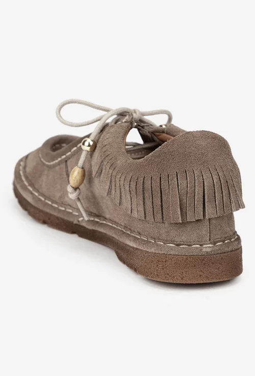 Pantofi dama NUR taupe din piele intoarsa picture - 3