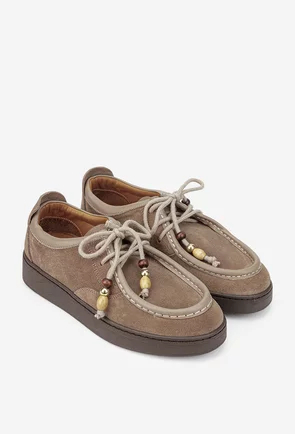Pantofi dama NUR taupe din piele intoarsa