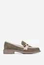 Pantofi dama NUR taupe din piele intoarsa cu ornament
