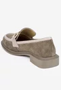 Pantofi dama NUR taupe din piele intoarsa cu ornament