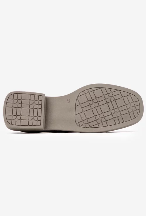 Pantofi dama NUR taupe din piele intoarsa cu ornament