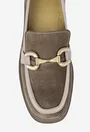 Pantofi dama NUR taupe din piele intoarsa cu ornament