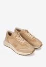 Pantofi dama NUR taupe din piele intoarsa si box