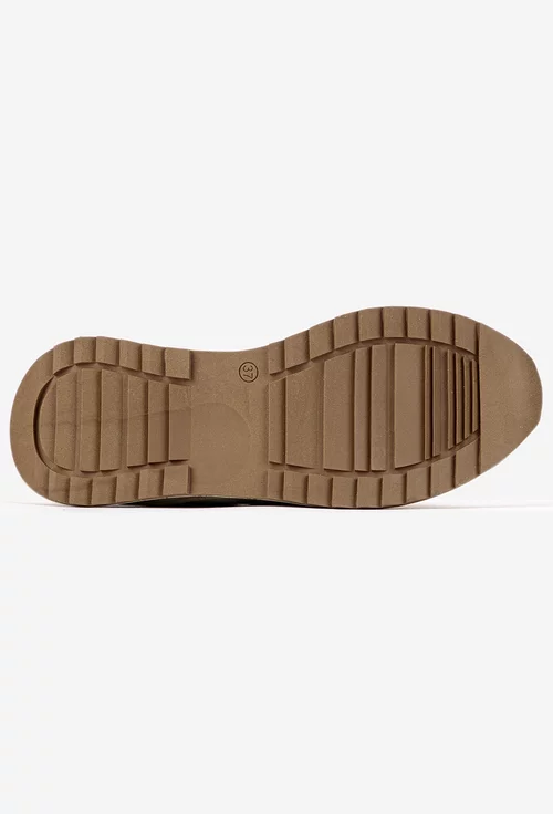 Pantofi dama NUR taupe din piele intoarsa si box
