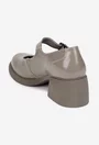 Pantofi dama NUR taupe din piele lacuita cu bareta