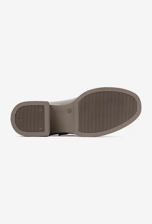 Pantofi dama NUR taupe din piele lacuita cu bareta