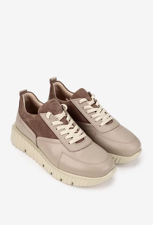 Pantofi dama NUR taupe din piele naturala