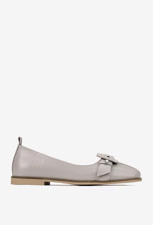 Pantofi dama NUR taupe din piele naturala cu catarama din piele
