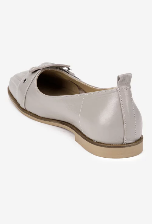 Pantofi dama NUR taupe din piele naturala cu catarama din piele