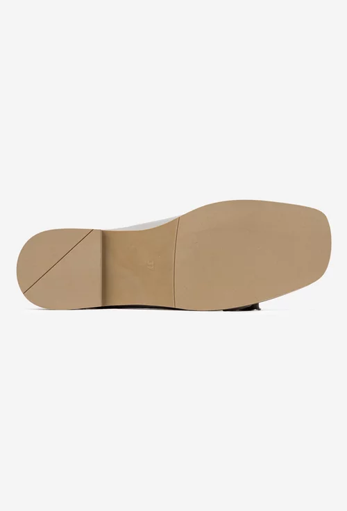 Pantofi dama NUR taupe din piele naturala cu catarama din piele