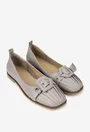 Pantofi dama NUR taupe din piele naturala cu catarama din piele