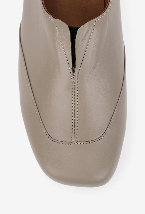 Pantofi dama NUR taupe din piele naturala cu toc