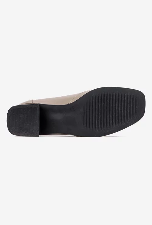 Pantofi dama NUR taupe din piele naturala cu toc